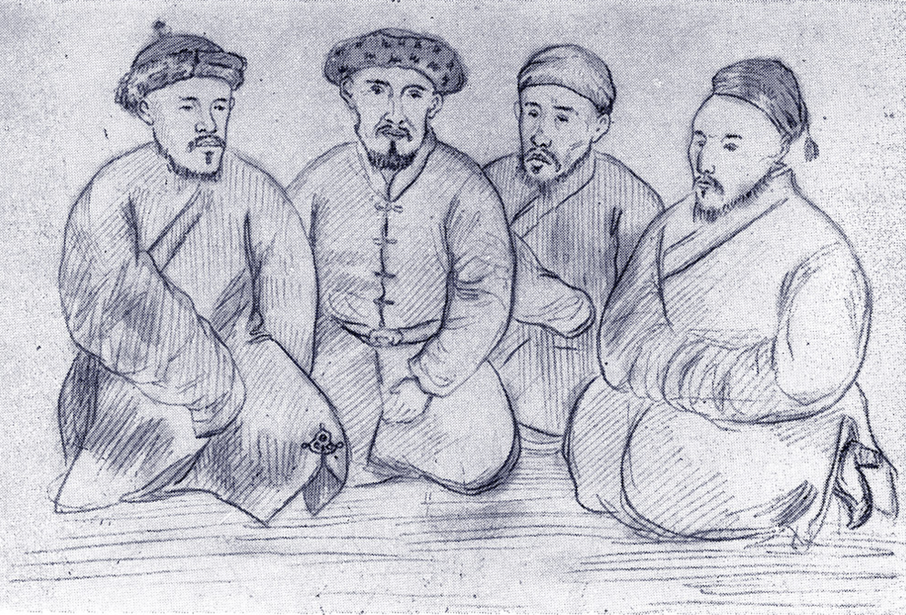 Uyghur people from Eastern Turkestan, Pencil on Paper, 1859.